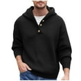thumbnail image 3 of Maqroz Casual Sweater for Men Quarter Button Hooded Sweaters Casual Loose Plus Size Elastic Pullover Long Sleeve V Neck Pullovers Trendy Solid Color Warm Top, 3 of 10