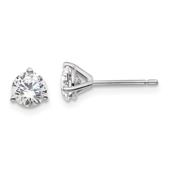 14k White Gold 1 carat total weight Round SI1/SI2 G H I Lab Grown Diamond 3 Prong Stud Post Earrings 14k White Gold Earrings