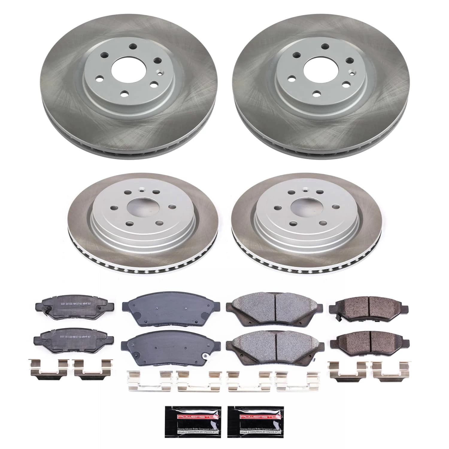 PowerStop Front and Rear Semi-Coated Rotor and Low-Dust Ceramic Brake Pad Kit SC5546