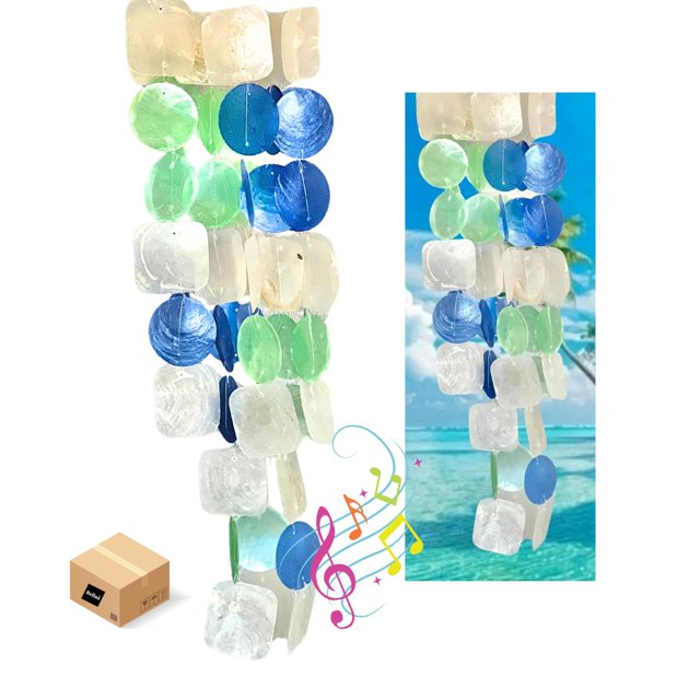 Campanillas de viento Bellaa, 69 cm, madera de cristal marino, para exteriores