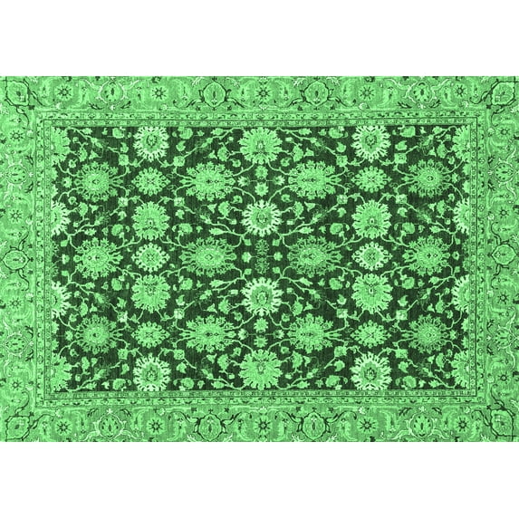 Ahgly Company Indoor Rectangle Abstract Emerald Green Modern Area Rugs, 2' x 3'