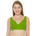 thumbnail image 1 of eloria Women's Art Silk Blouse Solid V Neck Sleeveless Top Sari Accessories Color: Green | Size: 34, 1 of 1