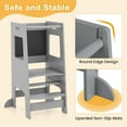 thumbnail image 3 of OLAKIDS Toddler Standing Tower, Kids Montessori Kitchen Step Stool Helper with 2 Adjustable Height Learning Blackboard Safety Rail Wooden, Anti-Slip Mats, 1-3 Year Old Boy Girl Gifts, 3 of 10