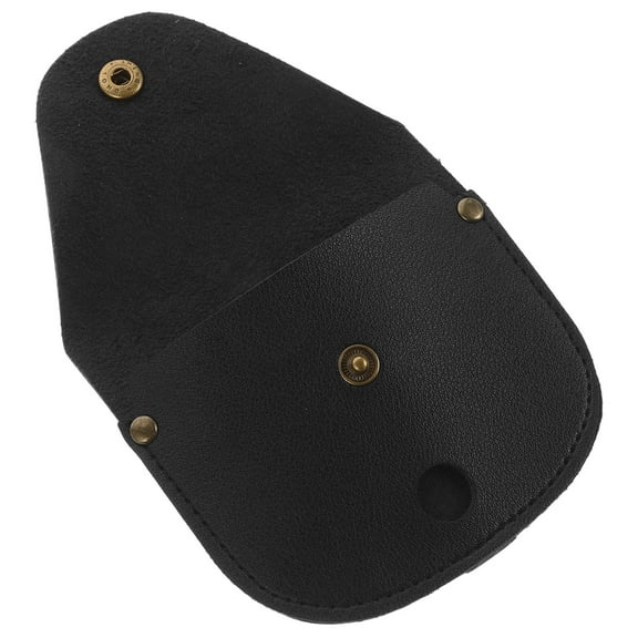 MLINS Portable Pocket Watch Case with Chain for Decor Black PU Leather and Metal 6.5 x 4.5 inches