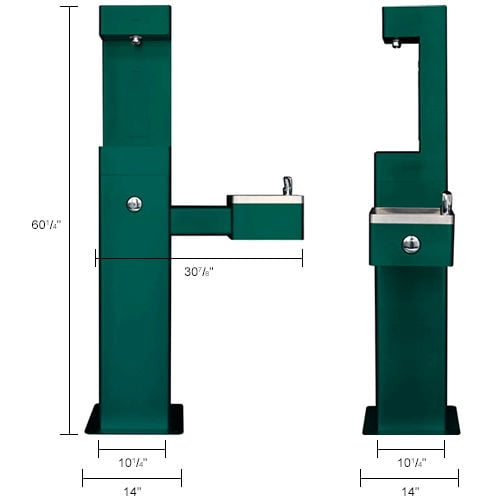 Outdoor Bottle Filling Station & Drinking Fountain, Green Powder Coat