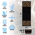thumbnail image 2 of Slip-Resistant, Non-Adhesive, Durable, Stain-Resistant, Washable 8.5x26 in. Stair Treads to Enhance Safety, Protect Stairs, and Reduce Noise. Black and Gold Contemporary Greek Key Design, Set of 7, 2 of 7