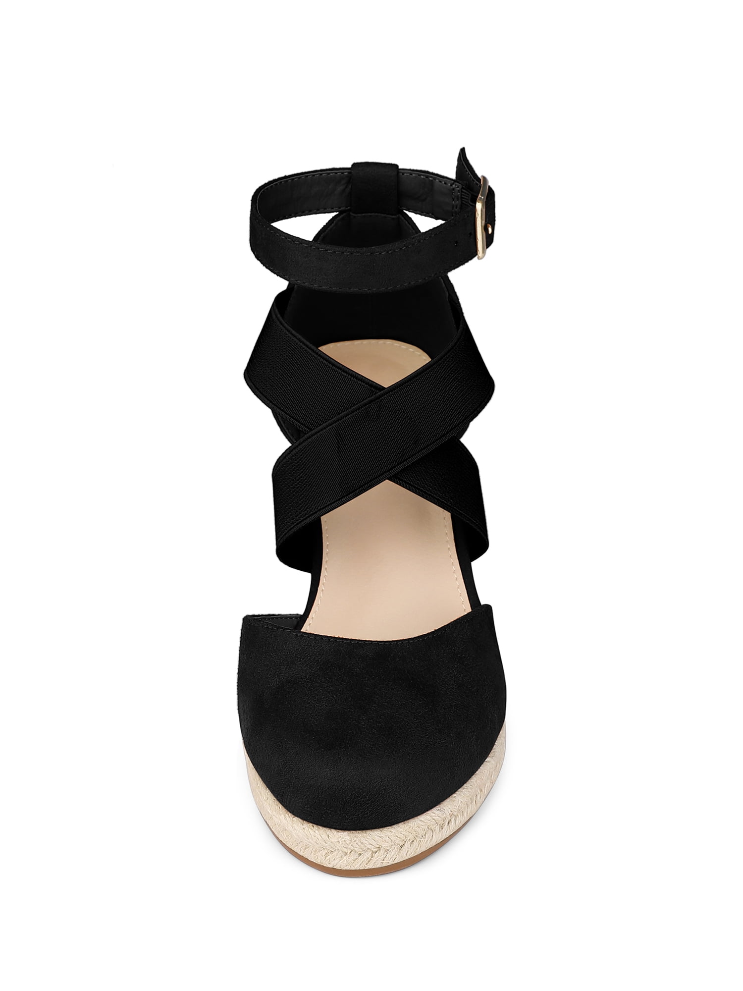 DARING DIVA Women's Espadrilles Closed Toe Wedges Heels Sandals Black 7.5