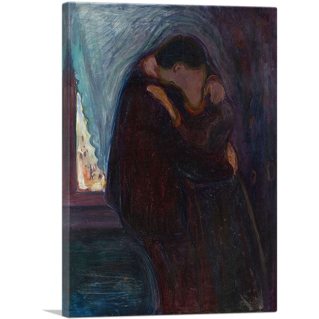 ARTCANVAS The Kiss 1897 Canvas Art Print by Edvard Munch - Size: 18" x 12" (1.50" Deep)