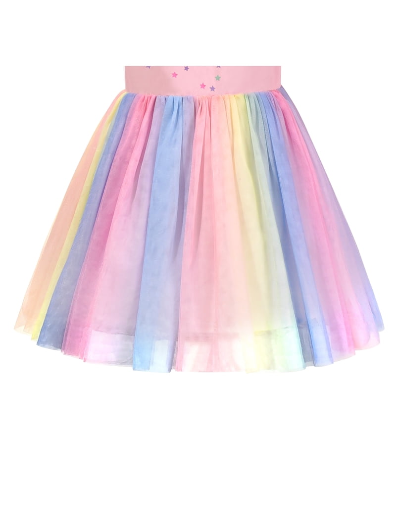 open lace back dress Mini Boden Girls Pastel Rainbow Dream Tulle Dress – Designer Kids Outlet main image 0