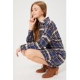 thumbnail image 3 of Love Tree Talla Chica/S Vestido Camisa De Franela A Cuadros Botones Boyfriend Love color Azul Marino Love Tree 4726DYCHAZ, 3 of 3