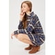 thumbnail image 3 of Love Tree Talla Chica/S Vestido Camisa De Franela A Cuadros Botones Boyfriend Love color Azul Marino Love Tree 4726DYCHAZ, 3 of 3