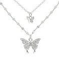 thumbnail image 5 of Yesbay Women Necklace Double Layers Butterfly Shape Rhinestone Lady Pendant for Gift, 5 of 5