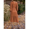 thumbnail image 2 of Womens Long Sleeve Dress Crew Neck High Waist Smocked Flowy Casual Midi Dresses for Women 2023, 2 of 7