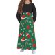 thumbnail image 4 of Vestido de manga larga con cuello redondo para niña, estampado navideño, manga larga, cuello redondo, bolsillos, falda larga informal para adultos, vestido de poliéster para niña., 4 of 5