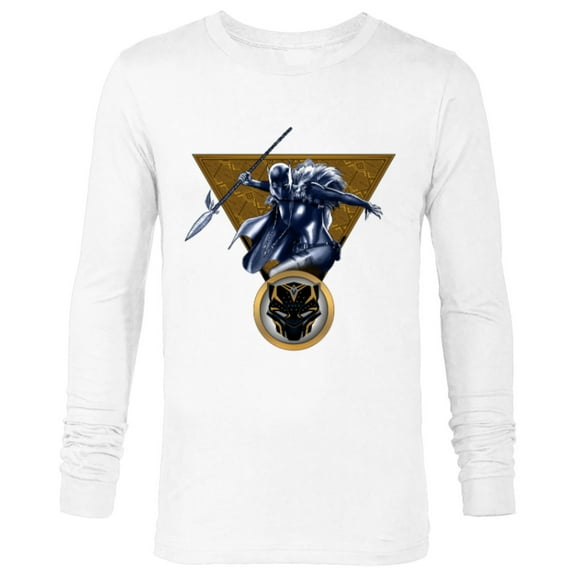 Marvel Black Panther Shuri with Cape and Spear Comic Art - Long Sleeve T-Shirt for Men - Customized-White