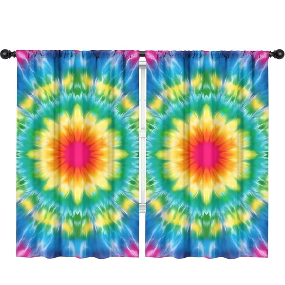 Blackout Kids Curtains,Colorful Tie Dye Blossom Pattern Childrens Insulated Curtains Set Of 2,Bedroom Essentials,Toddler Room Decor 52"x84"