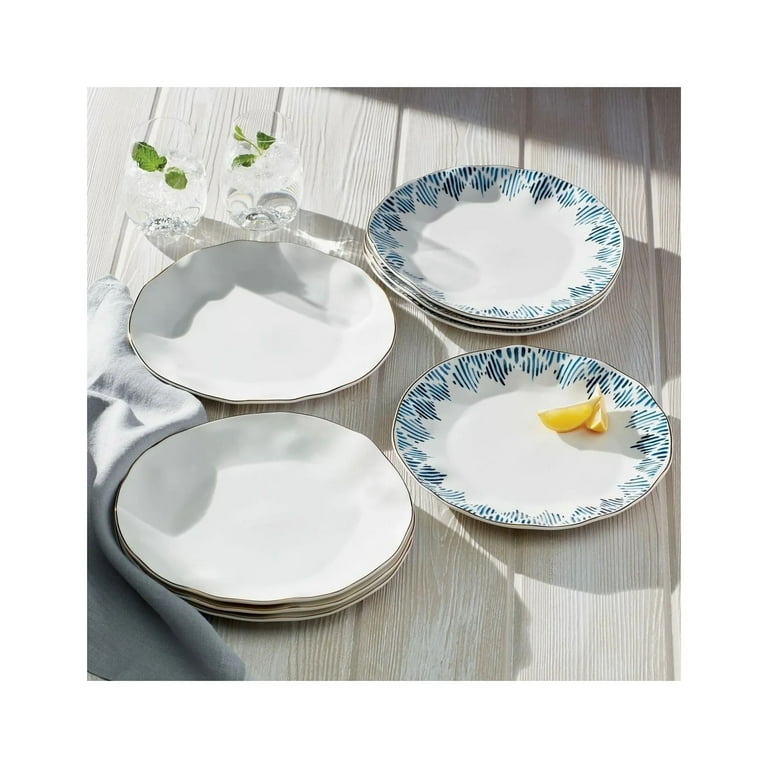 Lenox Blue Bay Dinner Plate Set, 4-Piece, Gold Accents