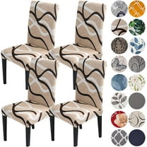 Chair Covers for Dining Room Set of 4,Stretch Spandex Parsons Chair Slipcovers,Washable Anti-dust Chair Seat Covers for Kitchen,Wedding,Party (Beige, 4 Pack)