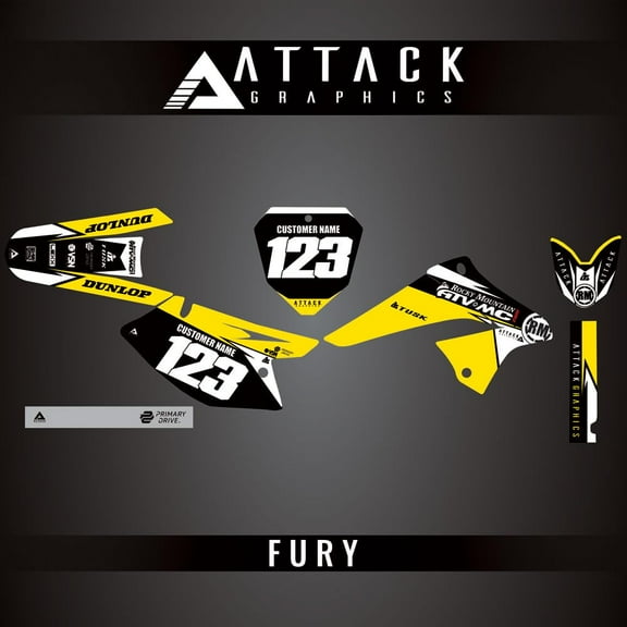 Attack Graphics Custom Fury Complete Bike Graphics Kit for Suzuki DR-Z 125L 2024
