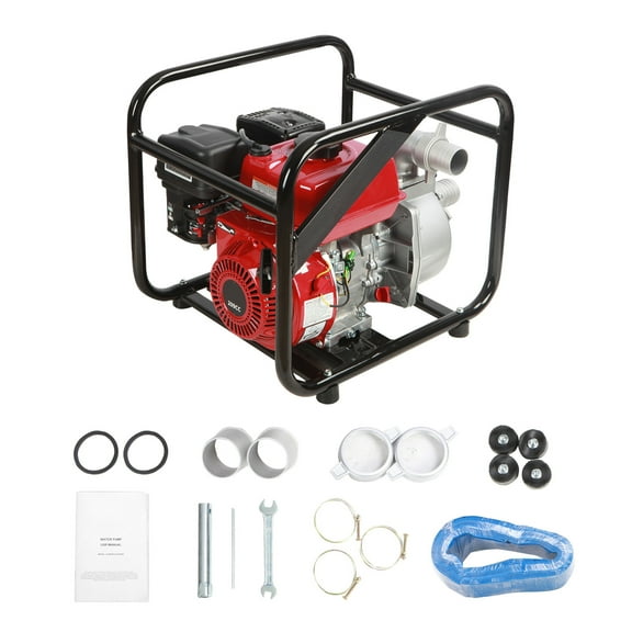KFFKFF Gasoline-Powered Water Pump, 2-inch, 7HP, 142 GPM Flow Rate, 148ft Lift, 22ft Suction, 4-Stroke Engine for Efficient Water Transfer, Portable Design with 25ft Hose for Irrigation and Pool Use