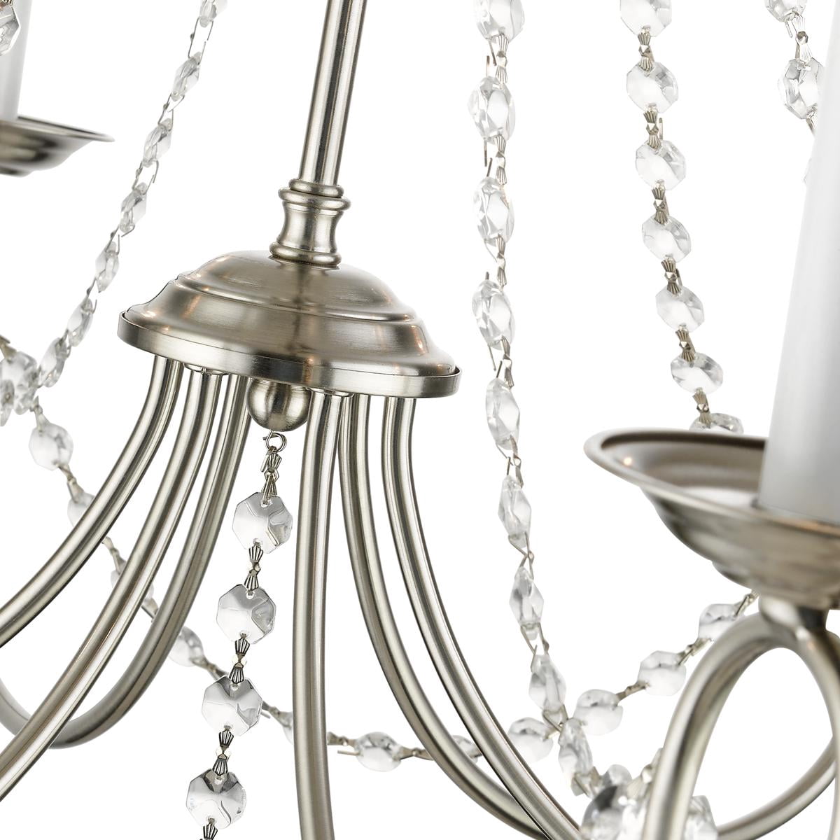 6 Light Brushed Nickel Chandelier with Steel base material