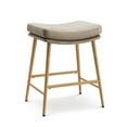 thumbnail image 3 of EOP 24''H Barstools Set of 6, Modern Saddle Counter Height Bar Stools, PU Leather Farmhouse Backless Counter Stools with Sturdy Metal Frame Legs, Light Coffee, 3 of 9