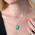 thumbnail image 3 of Gem Stone King 925 Sterling Silver Green Turquoise and Blue Sapphire Pendant Necklace for Women (11.35 Cttw, Emerald Cut 18X13MM, With 18 inch Silver Chain), 3 of 4