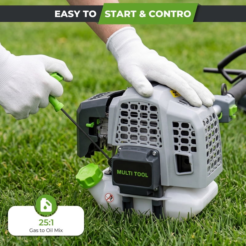 EAYSG 6-in-1 Gas Powered Multifunctional Trimmer Kit, 52cc 2-Cycle Engine, 17” String Trimmer, 10” Brush Cutter, 8.7 ft Long Reach Pole Saw, Hedge Trimmer, Chainsaw, 270° Rotatable Head