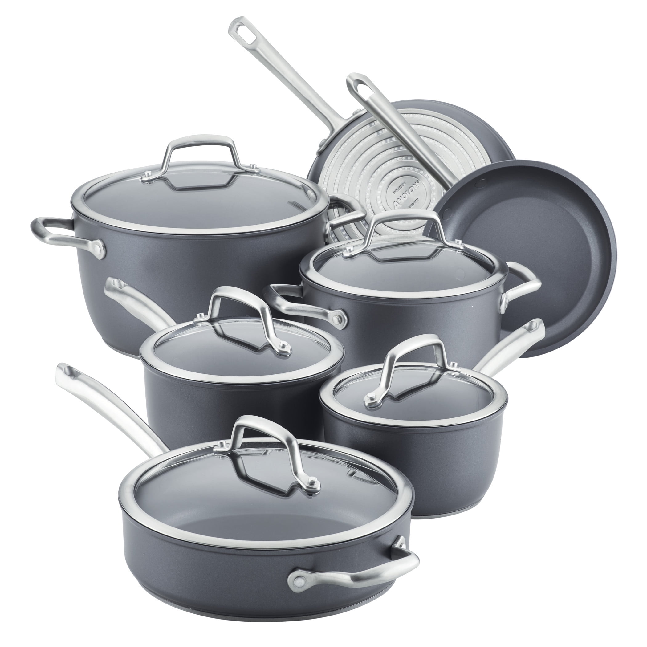 品多く Pots Cookware Nonstick Anodized Hard Advanced Anolon and Piece 11 Set,  Pans 鍋、フライパンセット - raffles.mn