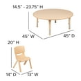 thumbnail image 6 of Flash Furniture 45" Round Natural Plastic Height Adjustable Activity Table Set with 4 Chairs, 6 of 10