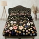 thumbnail image 1 of Dainty Flowers Sábana Ajustable Negra Bolsillo Profundo, Estampados Florales, Juego de Cama Boho, 1 of 5