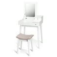 thumbnail image 2 of Patiojoy Coiffeuse 2 Tiroirs Ensemble de Table de Maquillage Bureau à Rabat avec Miroir Tabouret Blanc, 2 of 7