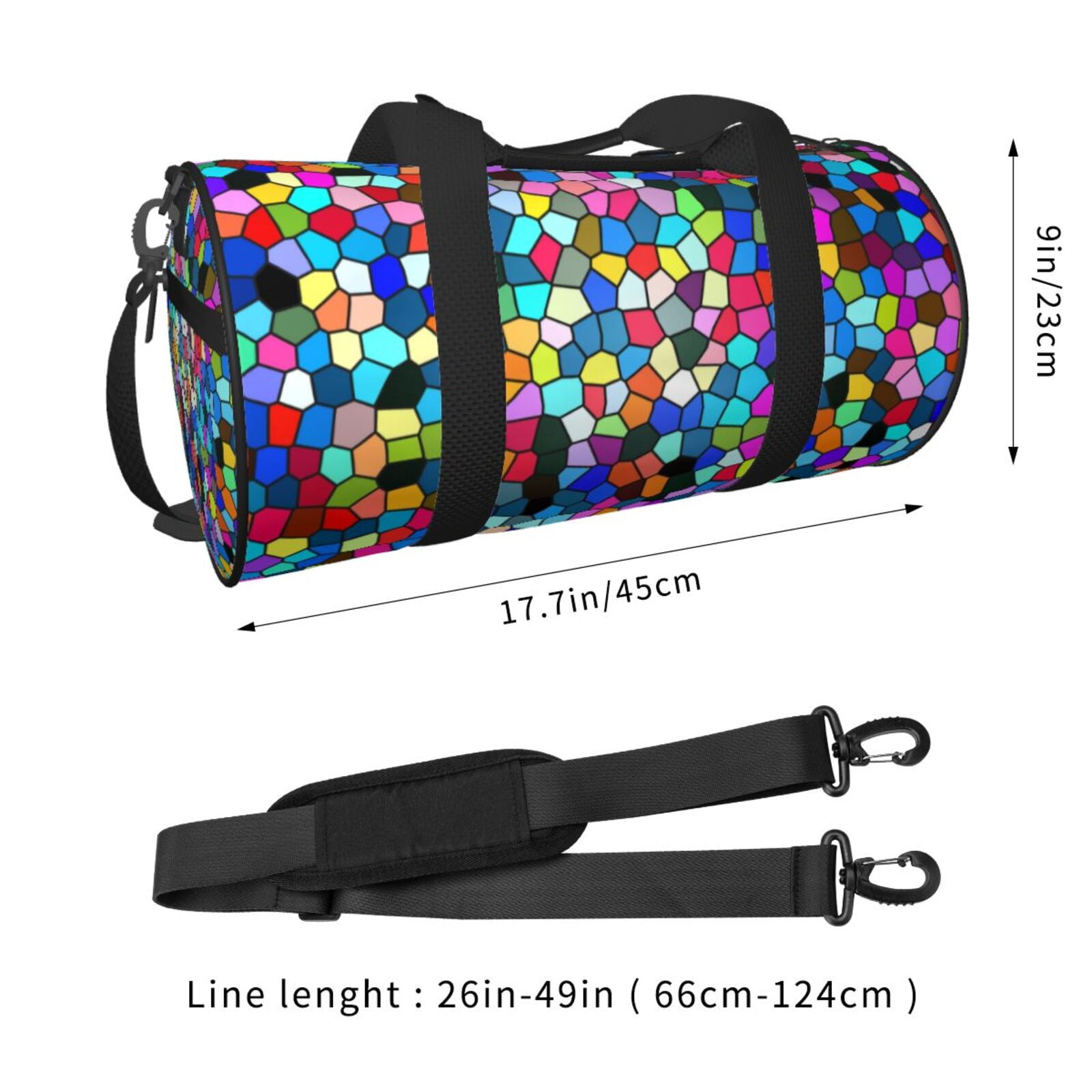 Vsdgher Colorful Tie Dye Stained Glass 2 45L Foldable Duffel Bag, Sports Gym Bag,Overnight Bag, Portable Weekender Bag for Airplanes