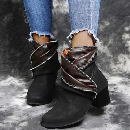

European And American Style Large Size Thick High Heel Mid Tube Women s Boots Note Please Buy One Or Two Sizes Larger