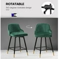 thumbnail image 3 of Swivel Bar Stool with Low Back Set of 2, 26 Inch Counter Bar Height Stool Velvet Upholstered Armless Heavy Duty Bar Chair for Kitchen Island Dining Room, Green, 3 of 7