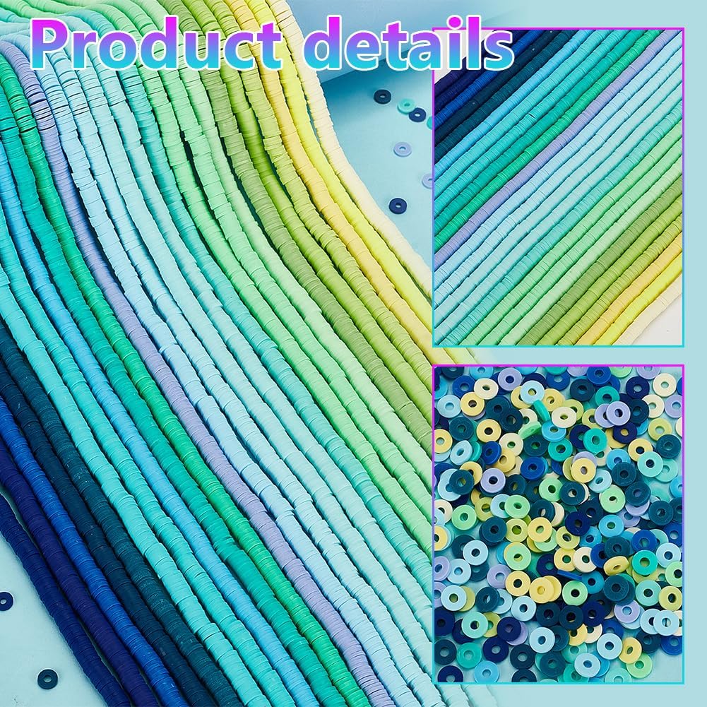 17000pcs 25 Colors Polymer Clay Beads 6mm Heishi Clay Beads Flat Round Beads Vinyl Disc Beads Spacer Beads for Jewelry Making Bracelet Necklace Earrings Crafts Summer Surfer 2mm HoleMixed Color