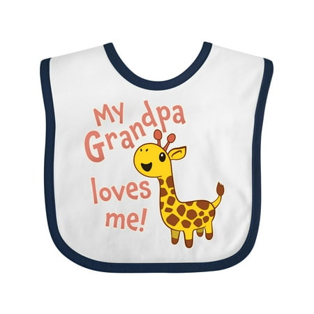 

Inktastic My Grandpa Loves Me- Cute Giraffe Gift Baby Boy or Baby Girl Bib