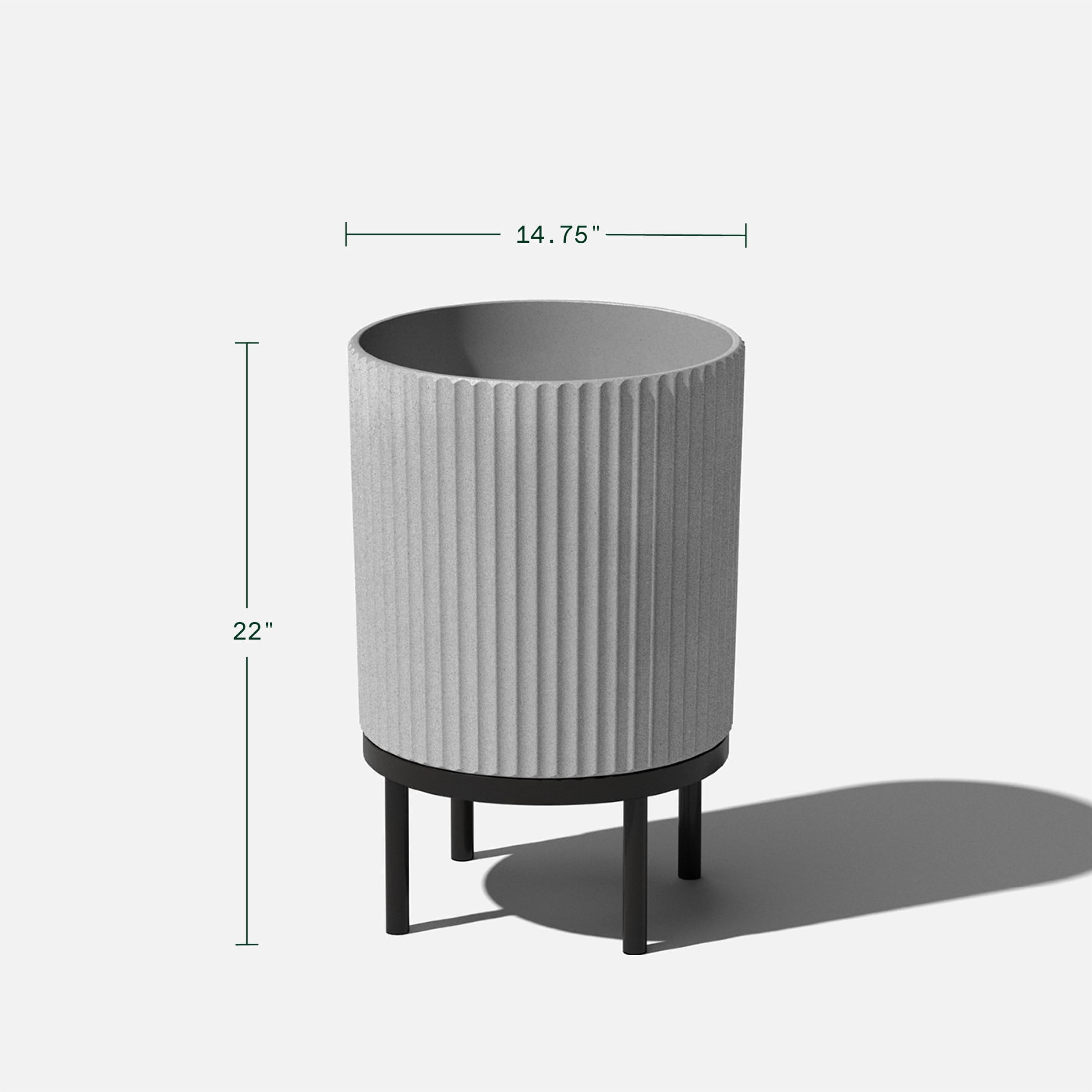 Veradek Demi Series Raised 16" Plastic-Stone Planter - (Gray/Black, 1 Pack)