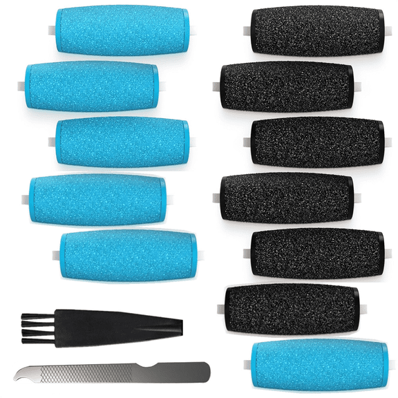 12 Pcs Replacement Rollers for Electric Foot Callus Remover Tool - 6 Extra Coarse & 6 Regular Coarse Refill Heads for Amope Pedi