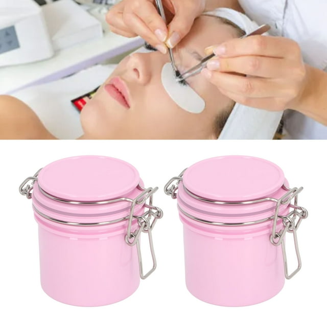 2 Pcs Pot de Colle à Cils Scellé Boîte de Rangement pour Cils Grande Capacité Pot de Rangement pour Colle à Cils Conteneur à Boucle d'Étanchéité avec Séchage Rapide, Étanchéité Parfaite pour Extension de Cils
