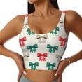thumbnail image 1 of Balery Retro bows Sujetadores deportivos con espalda cruzada para mujer, acolchados, sin costuras, de alto impacto, ideales para yoga, gimnasio, entrenamiento y fitness.-X-Large, 1 of 8