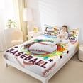 thumbnail image 4 of Feelyou Cartoon Baseball Sport Full Size Sheets, Fashion Watercolor Art Bed Sheets, Teens Kids Boys Girls Sheet Sets, Ultra Soft Bedroom Decor, 4pcs, 4 of 7