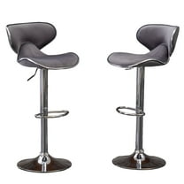 Roundhill Furniture Masaccio Bar Stool with Adjustable Height & Swivel, Gray, Set of 2