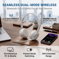 thumbnail image 3 of Soifcik Wireless Headset with AI Noise-Canceling Mic, Bluetooth 5.4 & USB Dongle Over-Ear Headphones with Mute Button for Work, Laptop, PC & Phone, White, 3 of 8