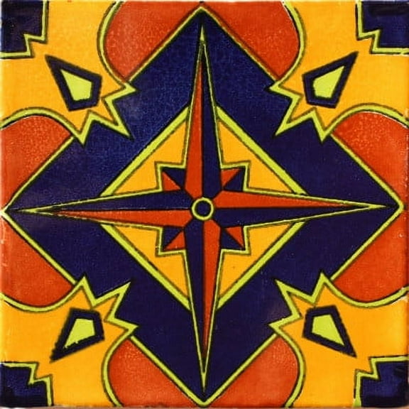 4.2x4.2 Cotija Talavera Mexican Tile, Set of 9 pcs