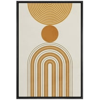 IDEA4WALL Framed Canvas Print Spiral Golden Circle with Black Illusion Line Art Geometric Shapes Wall Art Abstract Mid-Century Colorful Artwork for Living Room, Bedroom, Office - Black 16"x24"
