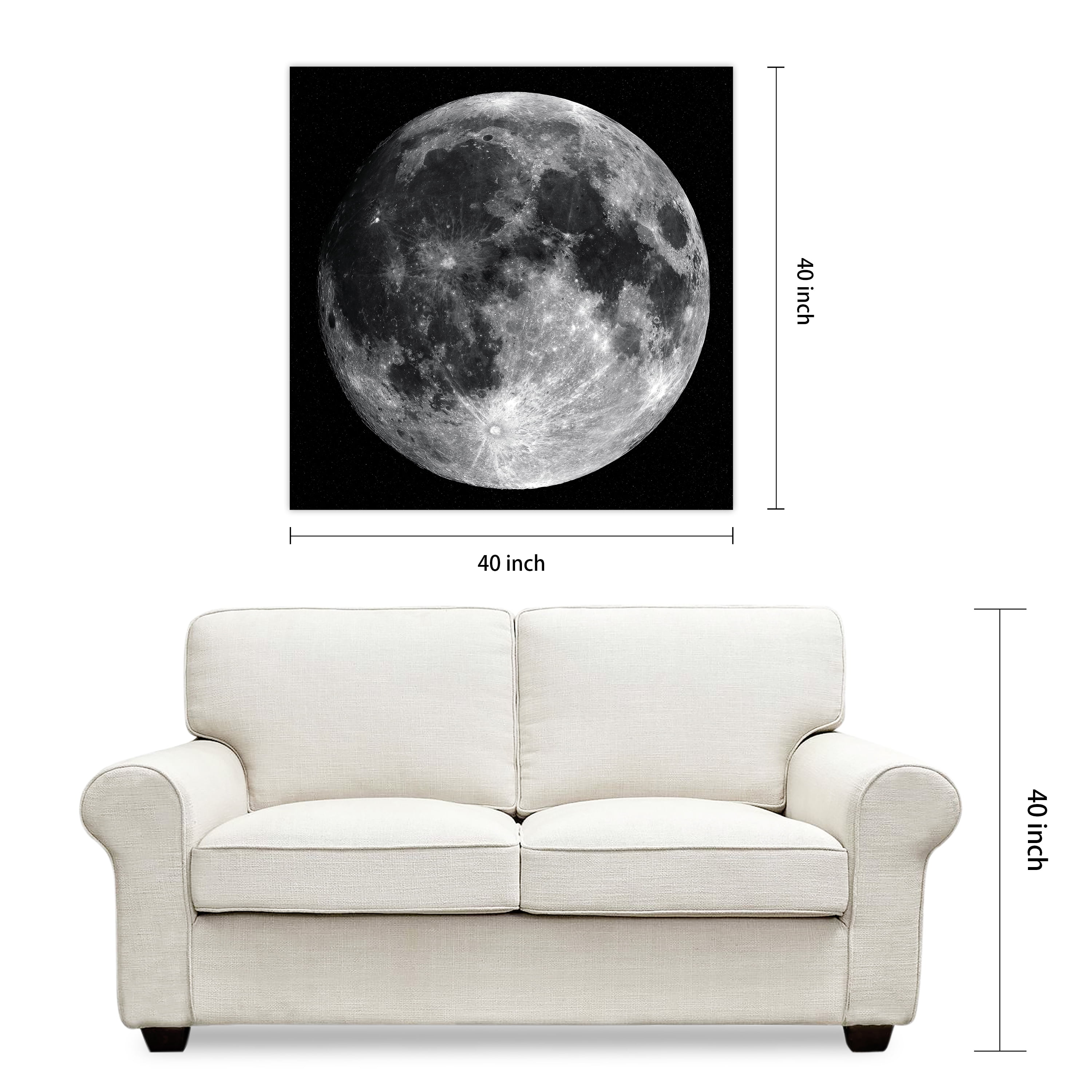 Empire Art Direct Moon Frameless Free Floating Tempered Glass Panel Graphic  Wall Art, 24 x 63 x 0.2, Ready to Hang 