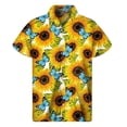 thumbnail image 2 of Camisa con estampado 3D de girasoles a la moda para hombre, camisas hawaianas con estampado floral, blusa de manga corta con botones y solapa de estilo urbano para mujer, 2 of 5