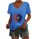 thumbnail image 1 of Camisetas Casuales de las Mujeres Gradiente Día de la Independencia Impreso Cuello Redondo, Blusa de Manga Corta para Diario, Fiesta Y Primavera Verano, 1 of 5