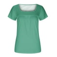 thumbnail image 4 of Fanxing Womens Tunic Tops Casual Summer Tshirts 2025 Short Sleeve Square Neck Basic Tee Outfits Green,XL, 4 of 5